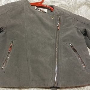 Girls Grey Faux Suede Jacket size 2-3y